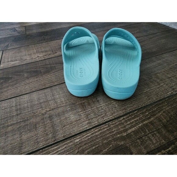 CROCS Classic Slide Sandal Women’s 6 Blue Green Double Strap Slip On 206761 - Picture 5 of 6